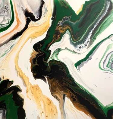 Pittura intitolato "Greenery Fluid Art" da Tatiana Malinovscaia, Opera d'arte originale, Acrilico