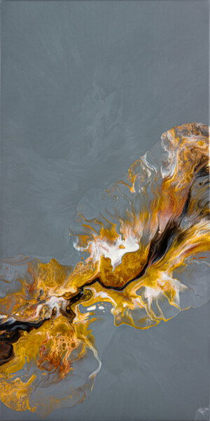 Fotografia intitolato "Gold Fire on Grey (…" da Tatiana Malinovscaia, Opera d'arte originale, Fotografia digitale
