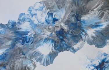 Malerei mit dem Titel "Blue flowers fluida…" von Tatiana Malinovscaia, Original-Kunstwerk, Acryl