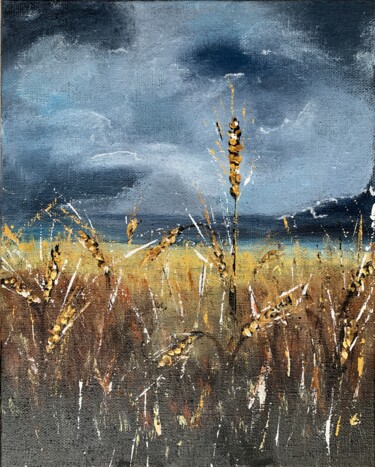 Painting titled "Dancing Wheat under…" by Tatiana Malinovscaia, Original Artwork, Acrylic