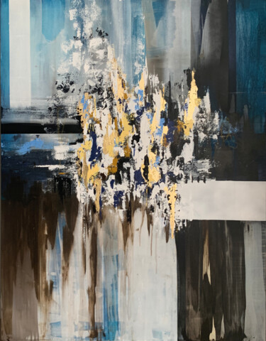 Pintura titulada "Blue white abstract…" por Tatiana Malinovscaia, Obra de arte original, Acrílico