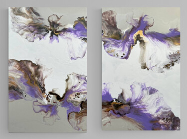 Картина под названием "Lavender Fluid Art…" - Tatiana Malinovscaia, Подлинное произведение искусства, Акрил