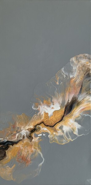 Painting titled "Metallic gold fluid…" by Tatiana Malinovscaia, Original Artwork, Acrylic