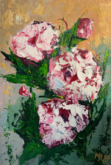 Painting titled "Abstract Roses Flow…" by Tatiana Malinovscaia, Original Artwork, Acrylic