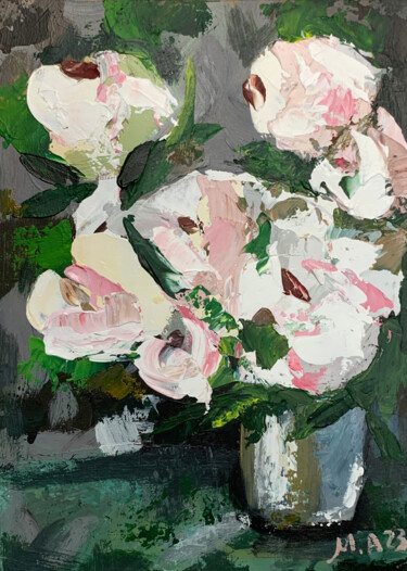 Картина под названием "Abstract Flowers on…" - Tatiana Malinovscaia, Подлинное произведение искусства, Акрил