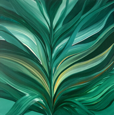 Painting titled "Emerald Jungle abst…" by Tatiana Malinovscaia, Original Artwork, Acrylic