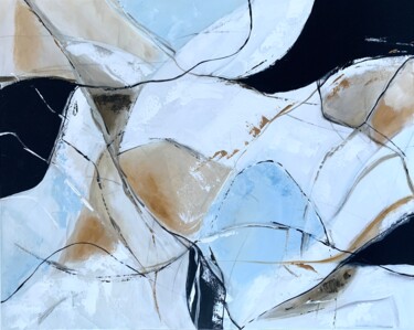 Peinture intitulée "BEIGE sand and blue…" par Tatiana Malinovscaia, Œuvre d'art originale, Acrylique