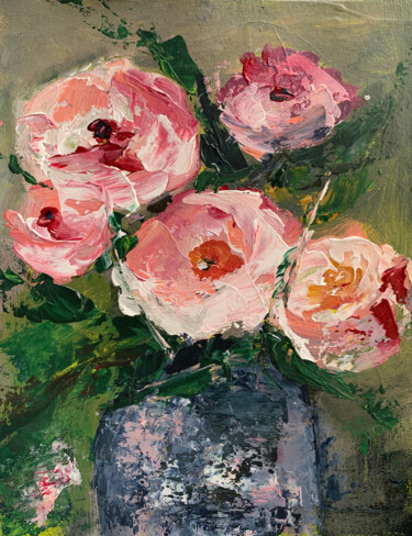 Malerei mit dem Titel "Flowers roses" von Tatiana Malinovscaia, Original-Kunstwerk, Acryl