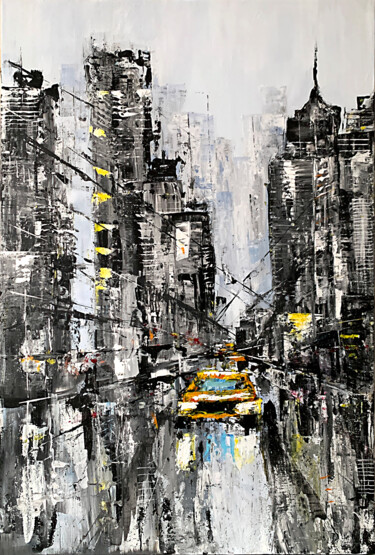 Malerei mit dem Titel "City at night" von Tatiana Malinovscaia, Original-Kunstwerk, Acryl