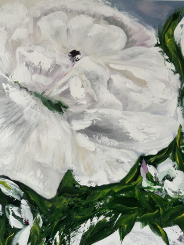 Painting titled "Large white abstrac…" by Tatiana Malinovscaia, Original Artwork, Acrylic