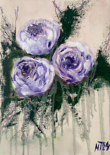 Malerei mit dem Titel "Violet abstract flo…" von Tatiana Malinovscaia, Original-Kunstwerk, Öl