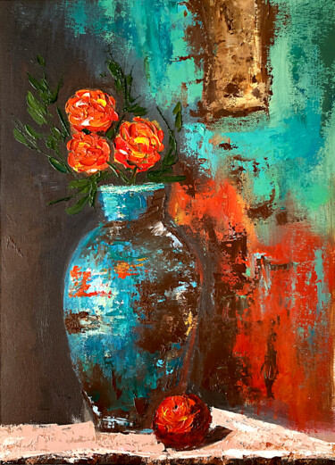 Peinture intitulée "Antique Turquoise V…" par Tatiana Malinovscaia, Œuvre d'art originale, Huile