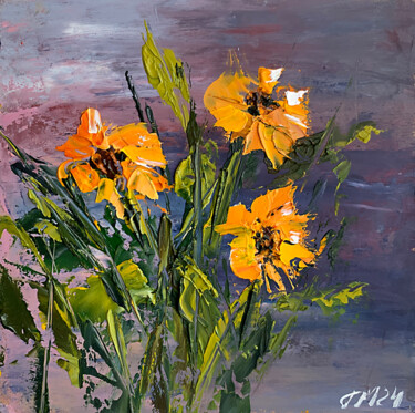 Painting titled "Abstract flowers, m…" by Tatiana Malinovscaia, Original Artwork, Oil