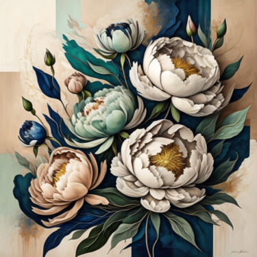 Painting titled "Warm beige, blue, w…" by Tatiana Malinovscaia, Original Artwork, Digital Painting