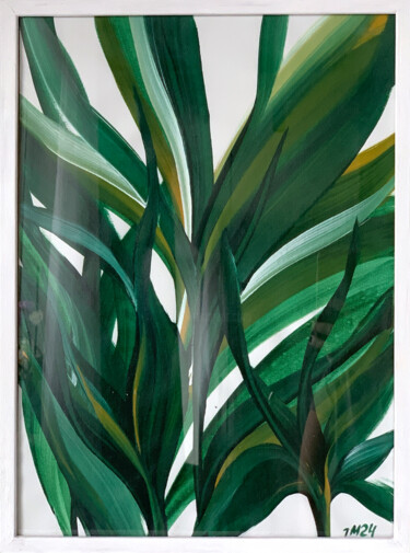 Painting titled "Green shades, tropi…" by Tatiana Malinovscaia, Original Artwork, Acrylic
