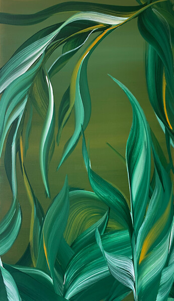 Ζωγραφική με τίτλο "Tropical Leaves Jun…" από Tatiana Malinovscaia, Αυθεντικά έργα τέχνης, Ακρυλικό