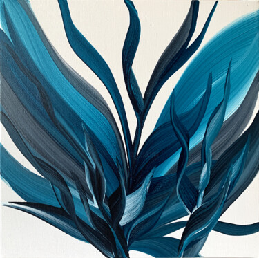 Картина под названием "Exotic Plant in blu…" - Tatiana Malinovscaia, Подлинное произведение искусства, Акрил