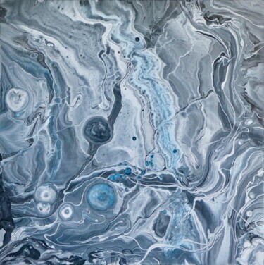 Pintura titulada "Grey fluid art. Gre…" por Tatiana Malygina, Obra de arte original, Acrílico Montado en Bastidor de camilla…