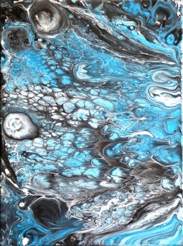 Peinture intitulée "Blue fluid art. Blu…" par Tatiana Malygina, Œuvre d'art originale, Acrylique Monté sur Châssis en bois