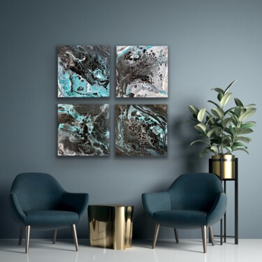 Malerei mit dem Titel "Print: Turquoise bl…" von Tatiana Malygina, Original-Kunstwerk, Acryl