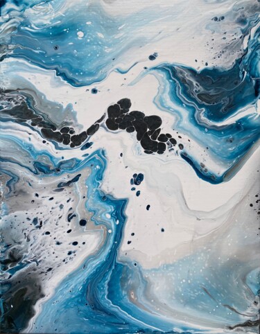 Snow storm 2. White and blue abstract art Painting titled "Snow storm 2. White…" by Tatiana Malygina, Original Art, Acrylic Mounted on Stretcher frame