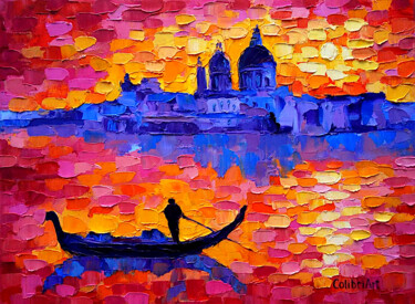Картина под названием "Venice Oil Painting…" - Tatiana Matveeva, Подлинное произведение искусства, Масло Установлен на Дерев…