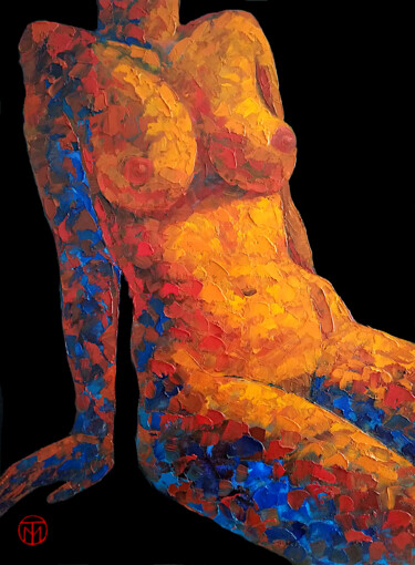 Painting titled "Erotic Painting Nud…" by Tatiana Matveeva, Original Artwork, Oil Mounted on Cardboard