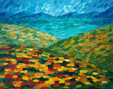 제목이 "Poppy Painting Impa…"인 미술작품 Tatiana Matveeva로, 원작, 기름 나무 들것 프레임에 장착됨