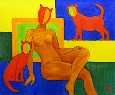 Schilderij getiteld "Erotic Painting Nud…" door Tatiana Matveeva, Origineel Kunstwerk, Olie Gemonteerd op Frame voor houten…