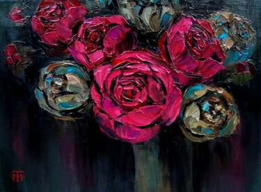 Ζωγραφική με τίτλο "Peony Painting Flor…" από Tatiana Matveeva, Αυθεντικά έργα τέχνης, Λάδι Τοποθετήθηκε στο Ξύλινο φορείο σ…