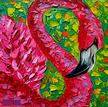 Картина под названием "Flamingo Painting B…" - Tatiana Matveeva, Подлинное произведение искусства, Масло