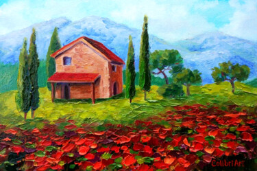 제목이 "Red Poppy Painting…"인 미술작품 Tatiana Matveeva로, 원작, 기름 판지에 장착됨
