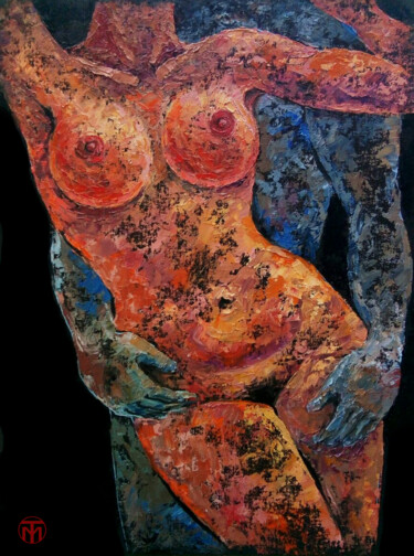Malerei mit dem Titel "Erotic Painting Lov…" von Tatiana Matveeva, Original-Kunstwerk, Öl Auf Karton montiert
