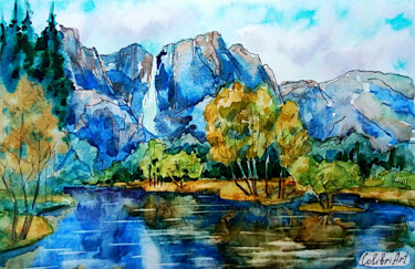 Pintura intitulada "National Park Paint…" por Tatiana Matveeva, Obras de arte originais, Aquarela