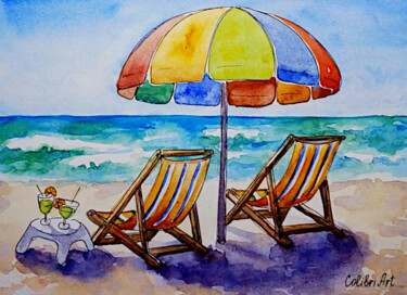 Картина под названием "Umbrella Painting B…" - Tatiana Matveeva, Подлинное произведение искусства, Акварель