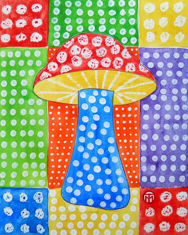 Pintura titulada "Mushroom Painting A…" por Tatiana Matveeva, Obra de arte original, Acuarela