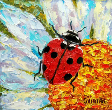 Peinture intitulée "Ladybug Painting Da…" par Tatiana Matveeva, Œuvre d'art originale, Huile