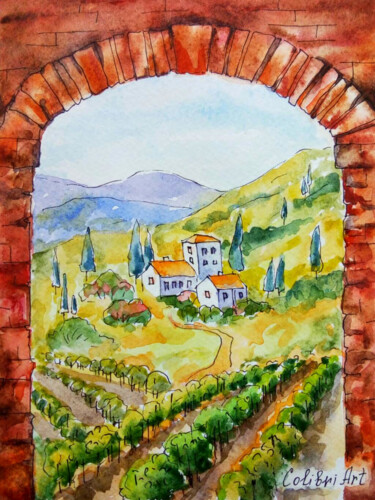 Painting titled "Tuscany Painting Vi…" by Tatiana Matveeva, Original Artwork, Watercolor