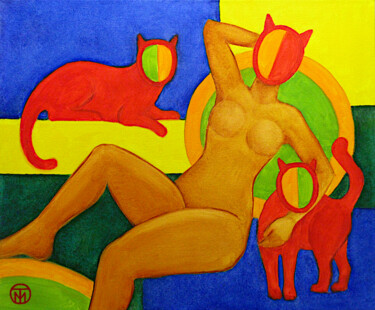 Schilderij getiteld "Nude Painting Eroti…" door Tatiana Matveeva, Origineel Kunstwerk, Olie Gemonteerd op Frame voor houten…