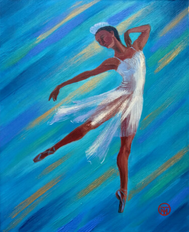 Pintura intitulada "Ballerina Painting…" por Tatiana Matveeva, Obras de arte originais, Óleo Montado em Armação em madeira
