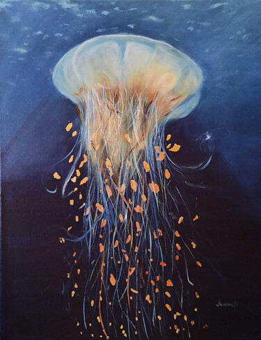 Malerei mit dem Titel "Jellyfish" von Tatiana Mishkina, Original-Kunstwerk, Acryl