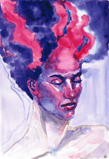 Painting titled ""Connection with th…" by Tatiana Myreeva, Original Artwork, Watercolor Mounted on Cardboard