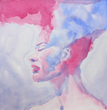 Pintura intitulada "Watercolor portrait…" por Tatiana Myreeva, Obras de arte originais, Aquarela