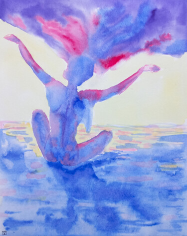 Peinture intitulée "Meditation" par Tatiana Myreeva, Œuvre d'art originale, Aquarelle