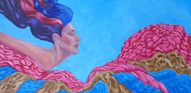 Painting titled "Astral travel" by Tatiana Myreeva, Original Artwork, Oil Mounted on Wood Stretcher frame