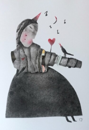 Malerei mit dem Titel "Music of the heart" von Tatiana Orel, Original-Kunstwerk, Sprühfarbe