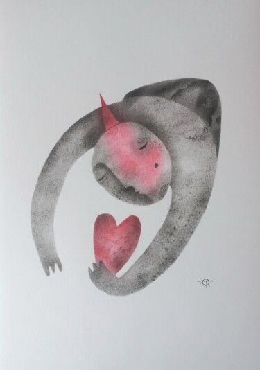 Картина под названием "My heart" - Татьяна Орел, Подлинное произведение искусства, Рисунок распылителем краски