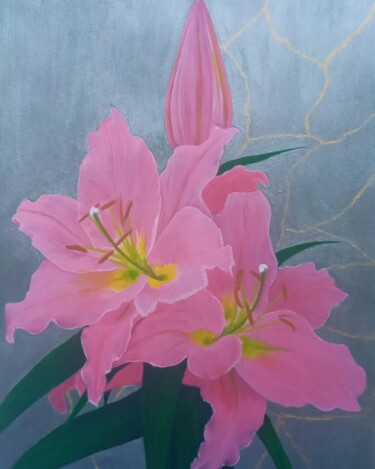 Painting titled "Lilies" by Tatiana Paterilo, Original Artwork, Acrylic