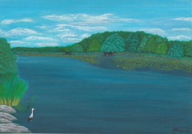 Painting titled "Near the banks of t…" by Tatiana Paterilo, Original Artwork, Acrylic