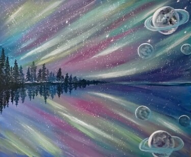 Painting titled "Звездное небо" by Tatiana Ped, Original Artwork, Acrylic